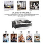 Canapé Chesterfield en velours 79 places pour salon, canapé capitonné avec accoudoirs roulés et têtes de clou, deux oreillers