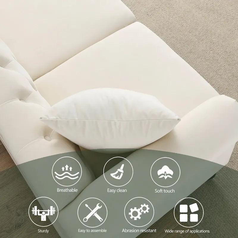 Canapé Chesterfield en velours 79 places pour salon, canapé capitonné avec accoudoirs roulés et têtes de clou, deux oreillers