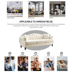 Canapé Chesterfield en velours 79 places pour salon, canapé capitonné avec accoudoirs roulés et têtes de clou, deux oreillers