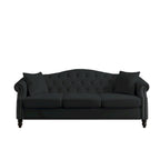 Canapé Chesterfield en velours 79 places pour salon, canapé capitonné avec accoudoirs roulés et têtes de clou, deux oreillers