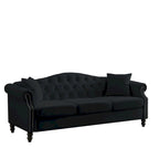 Canapé Chesterfield en velours 79 places pour salon, canapé capitonné avec accoudoirs roulés et têtes de clou, deux oreillers