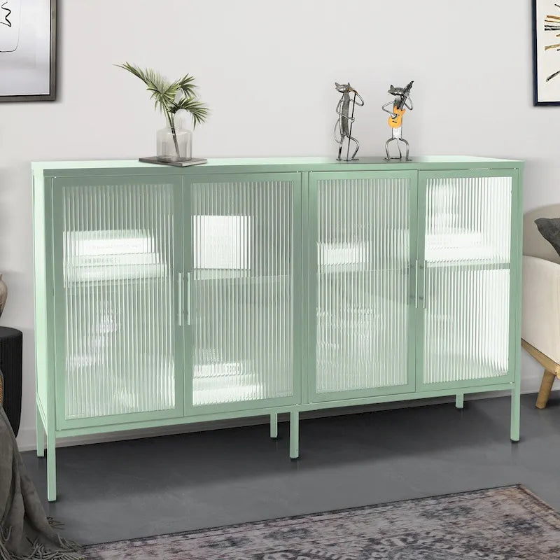 Meuble en métal avec porte en verre trempé et étagère réglable