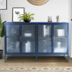Meuble en métal avec porte en verre trempé et étagère réglable