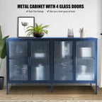 Meuble en métal avec porte en verre trempé et étagère réglable