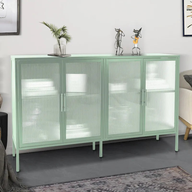 Meuble en métal avec porte en verre trempé et étagère réglable