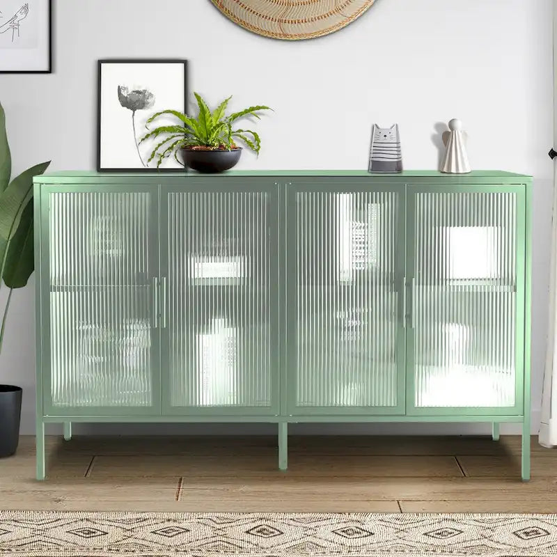 Meuble en métal avec porte en verre trempé et étagère réglable