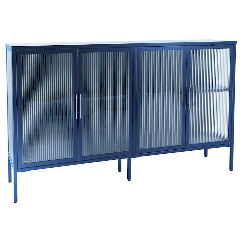 Meuble en métal avec porte en verre trempé et étagère réglable