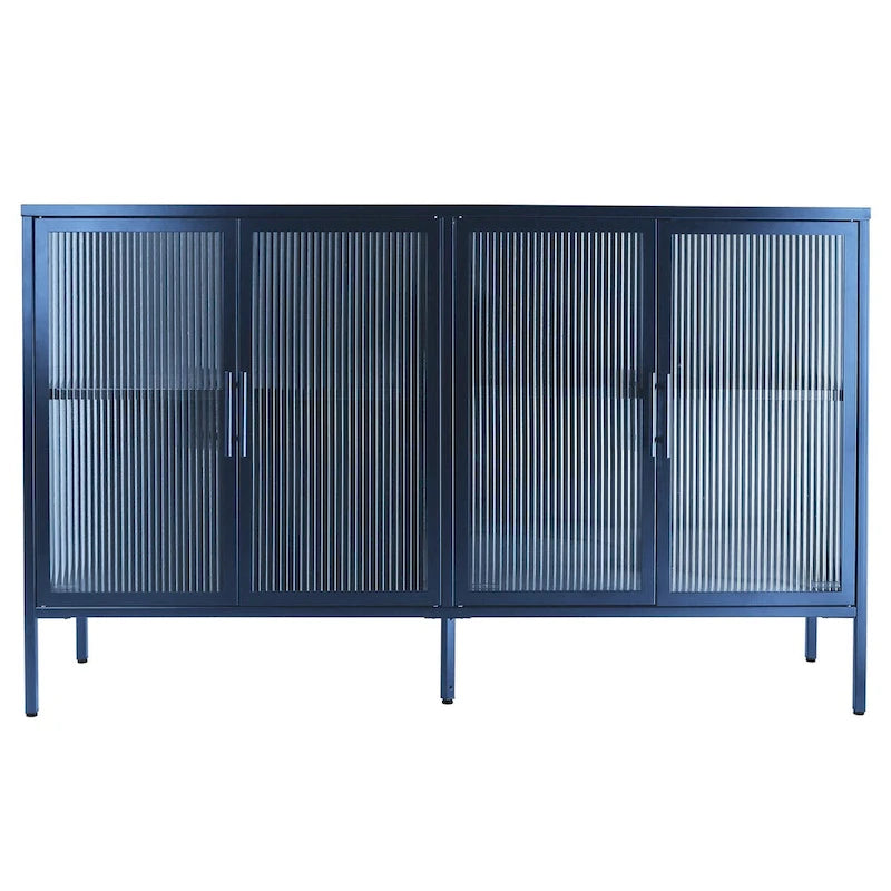 Meuble en métal avec porte en verre trempé et étagère réglable