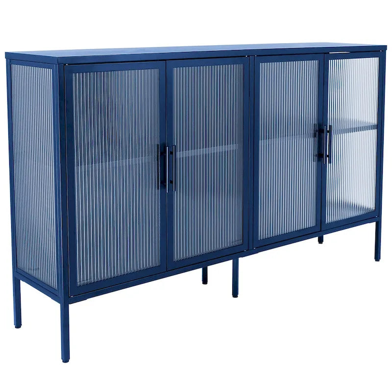 Meuble en métal avec porte en verre trempé et étagère réglable