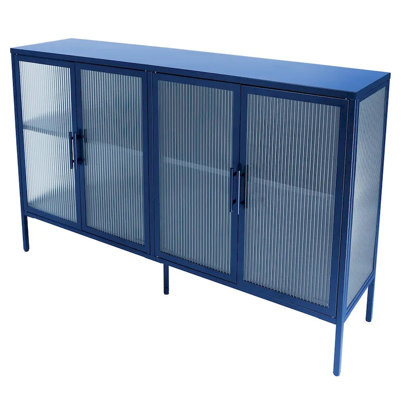 Meuble en métal avec porte en verre trempé et étagère réglable