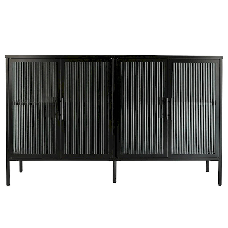 Meuble en métal avec porte en verre trempé et étagère réglable