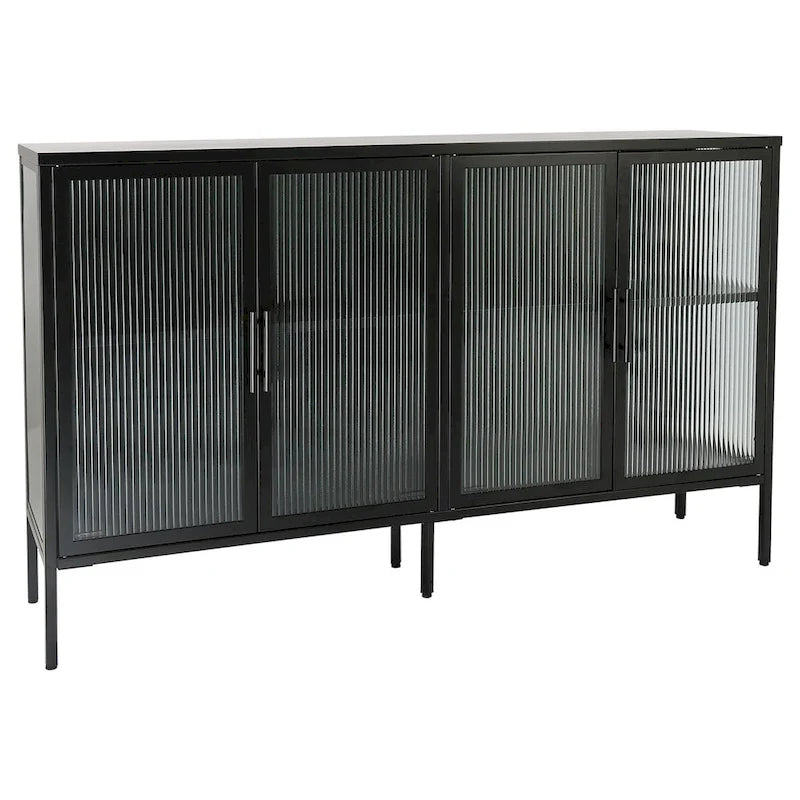 Meuble en métal avec porte en verre trempé et étagère réglable