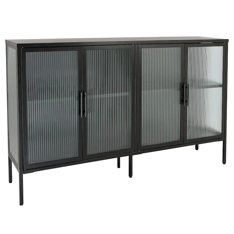 Meuble en métal avec porte en verre trempé et étagère réglable