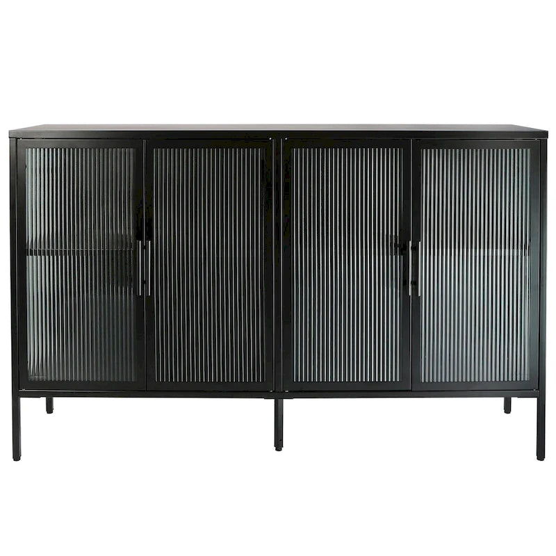 Meuble en métal avec porte en verre trempé et étagère réglable