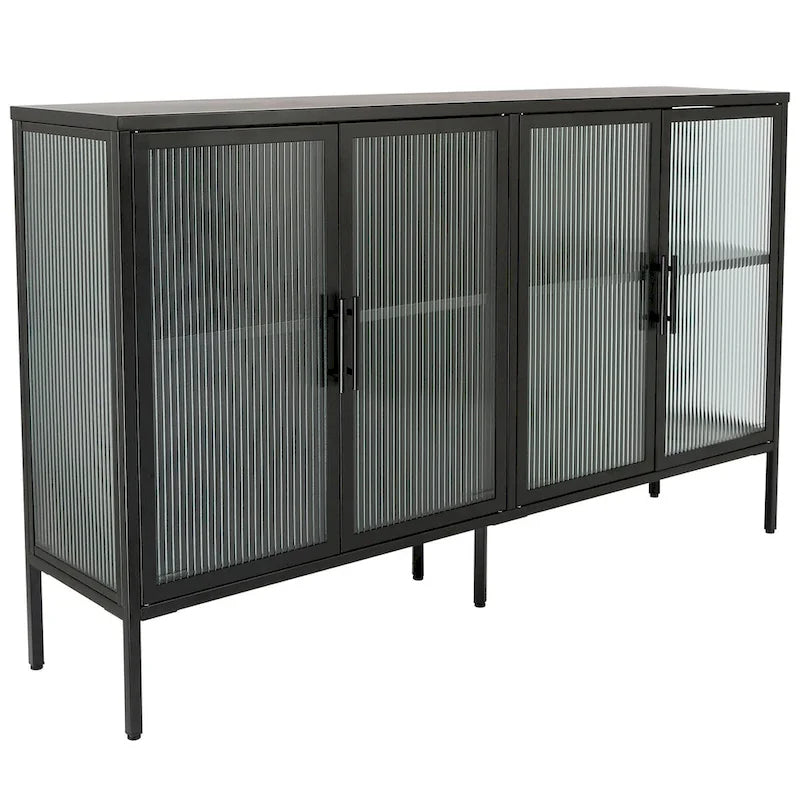 Meuble en métal avec porte en verre trempé et étagère réglable