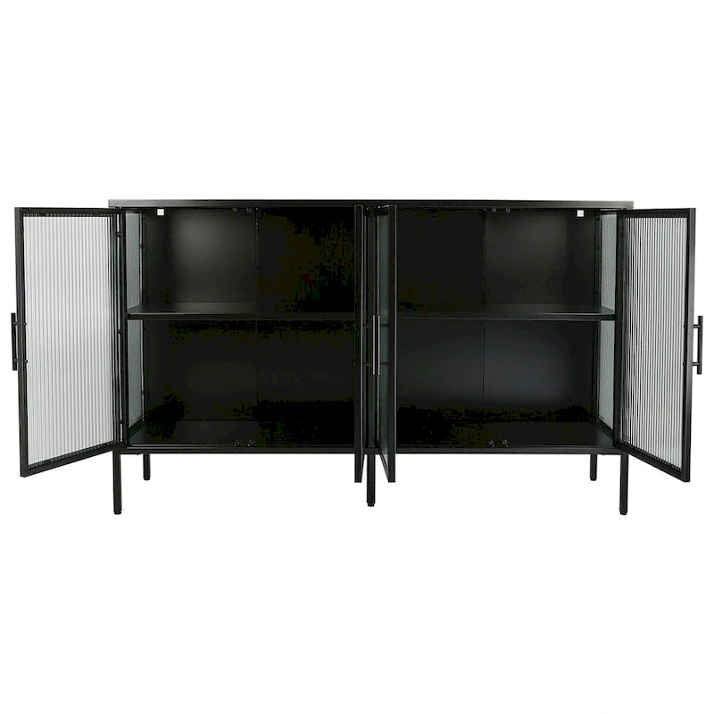 Meuble en métal avec porte en verre trempé et étagère réglable
