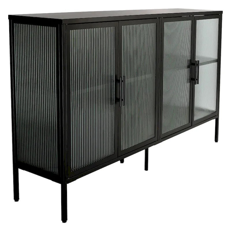 Meuble en métal avec porte en verre trempé et étagère réglable