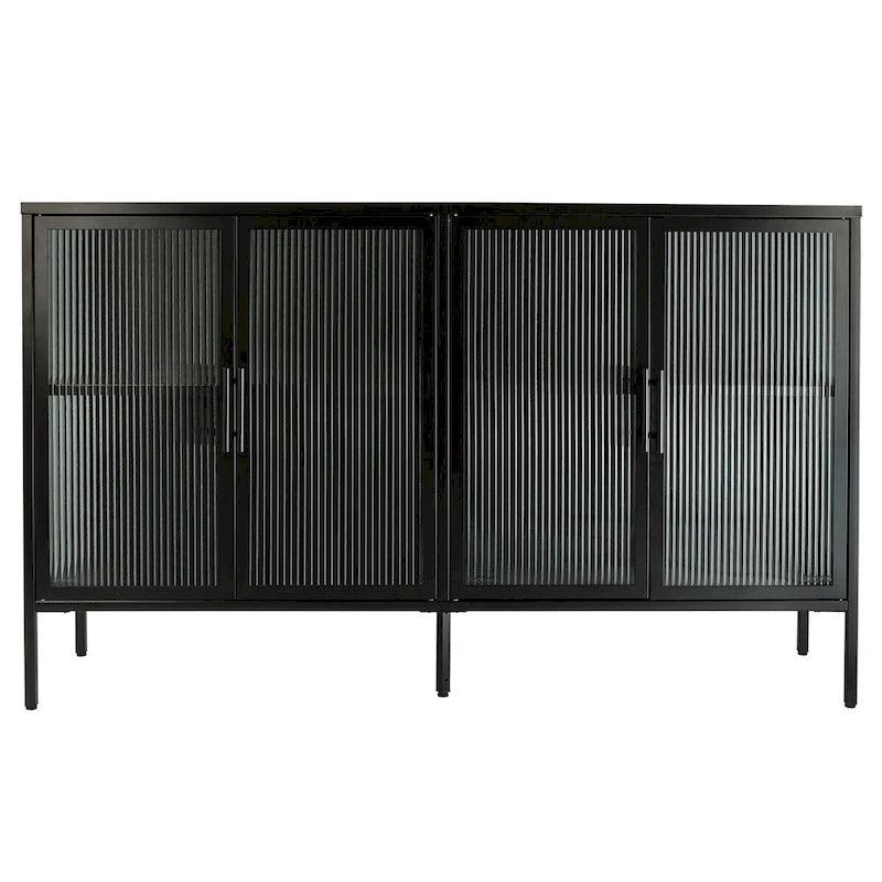 Meuble en métal avec porte en verre trempé et étagère réglable