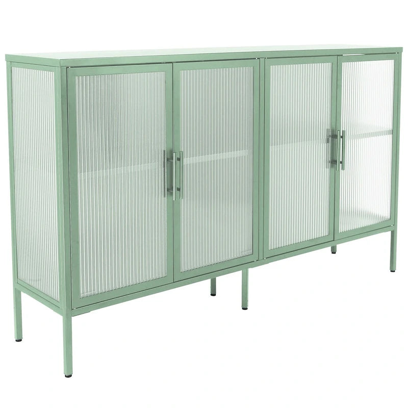 Meuble en métal avec porte en verre trempé et étagère réglable