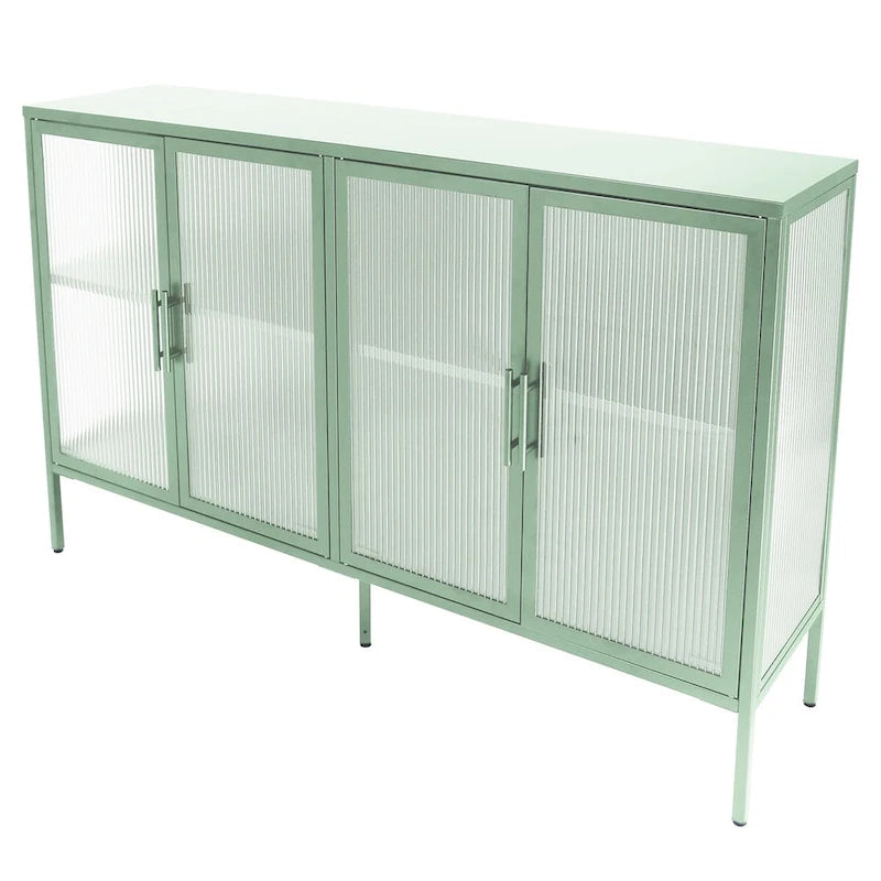 Meuble en métal avec porte en verre trempé et étagère réglable