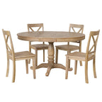 Ensemble de salle à manger 5 pièces avec table ronde extensible et 4 chaises