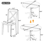 Ensemble de salle à manger 5 pièces avec table ronde extensible et 4 chaises