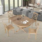 Ensemble de salle à manger 5 pièces avec table ronde extensible et 4 chaises