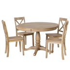Ensemble de salle à manger 5 pièces avec table ronde extensible et 4 chaises