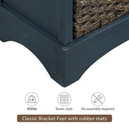 Meuble de rangement rustique avec deux tiroirs et quatre paniers en rotin classique pour salle à manger/entrée/salon