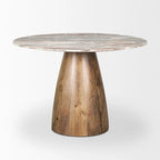 Table de salle à manger sur pied Allyson ronde marron moyen avec plateau en marbre rose - 42,0L x 42,0l x 30,0H