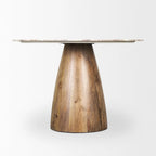 Table de salle à manger sur pied Allyson ronde marron moyen avec plateau en marbre rose - 42,0L x 42,0l x 30,0H