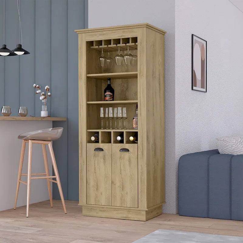 Meuble Bar, Quatre porte-bouteilles intégrés pour Salon