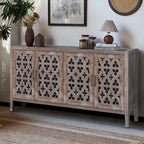 Meuble de rangement, Buffet, Cabinet antique à quatre portes ajourées