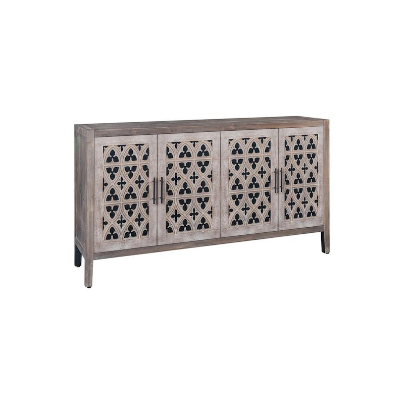 Meuble de rangement, Buffet, Cabinet antique à quatre portes ajourées