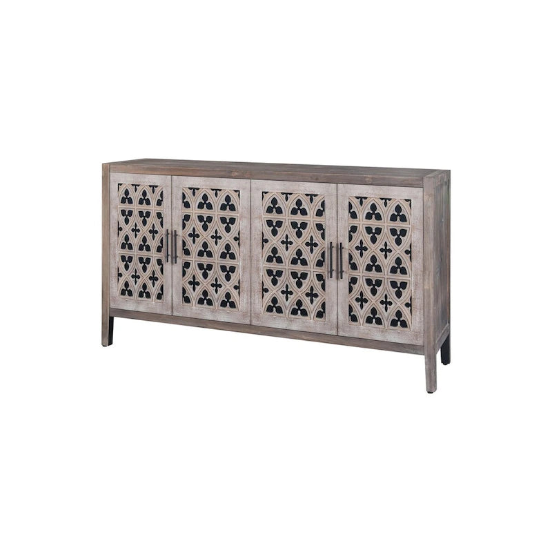 Meuble de rangement, Buffet, Cabinet antique à quatre portes ajourées