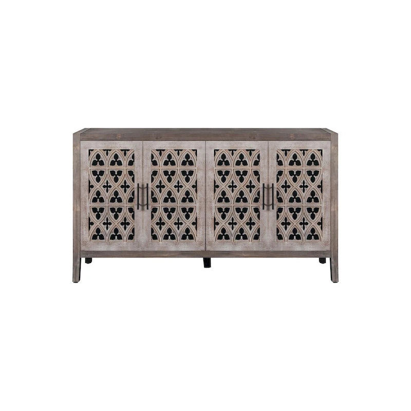Meuble de rangement, Buffet, Cabinet antique à quatre portes ajourées