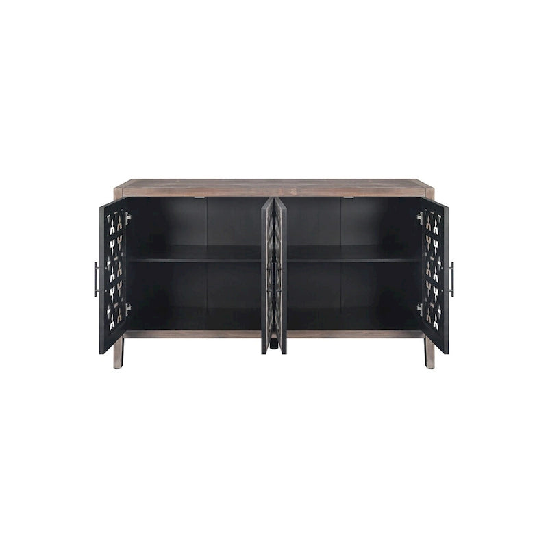 Meuble de rangement, Buffet, Cabinet antique à quatre portes ajourées