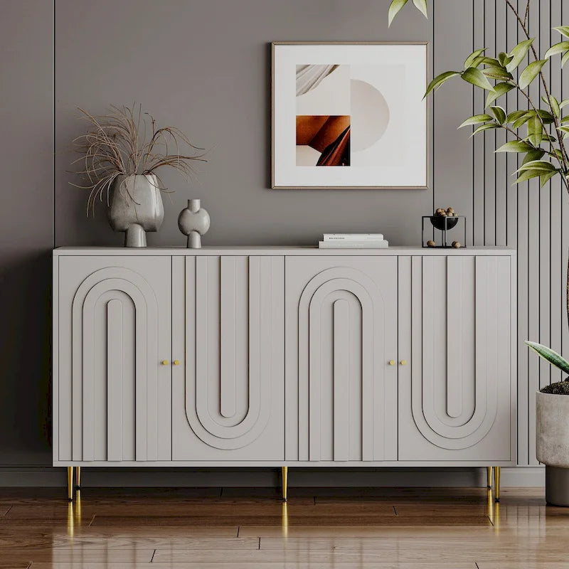 Bahut de buffet en bois laqué moderne à 4 portes