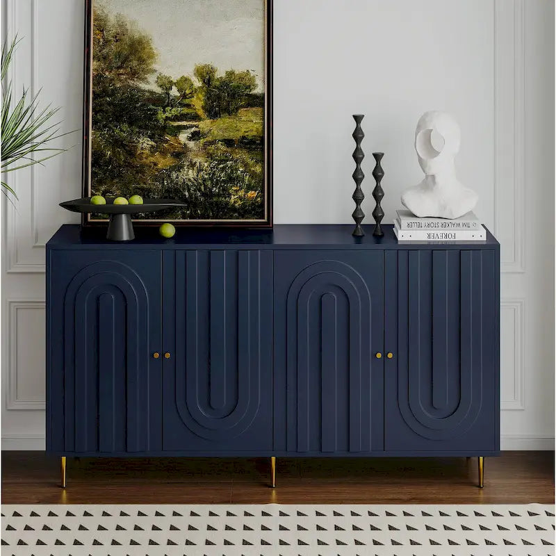 Bahut de buffet en bois laqué moderne à 4 portes