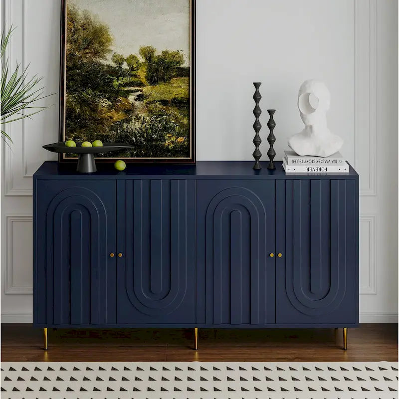 Bahut de buffet en bois laqué moderne à 4 portes
