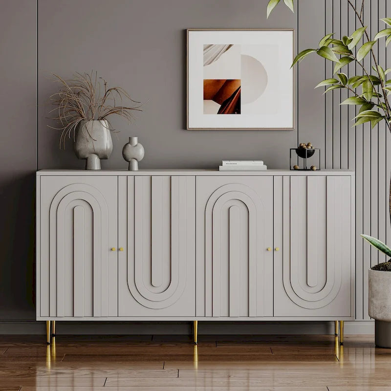 Bahut de buffet en bois laqué moderne à 4 portes