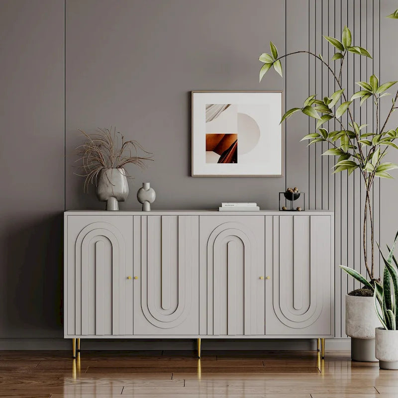 Bahut de buffet en bois laqué moderne à 4 portes