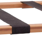 Porte-bagages pliant entièrement assemblé avec étagère de rangement inférieure | Cadre en bambou avec sangles noires