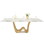 Table à manger rectangulaire en pierre frittée de 199,9 cm pour 6 à 8 personnes - N/A