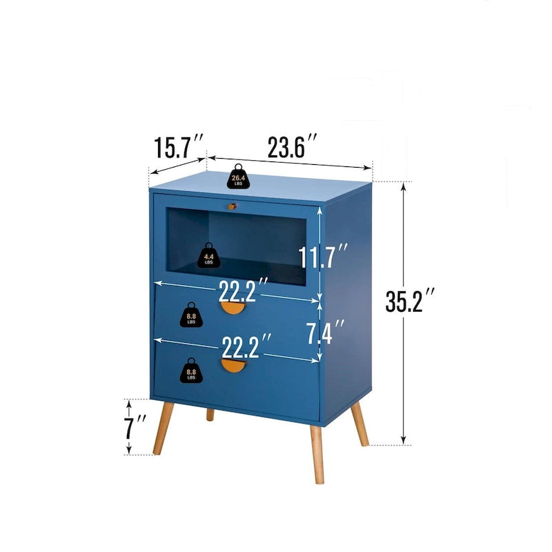 Bahut vitré bleu