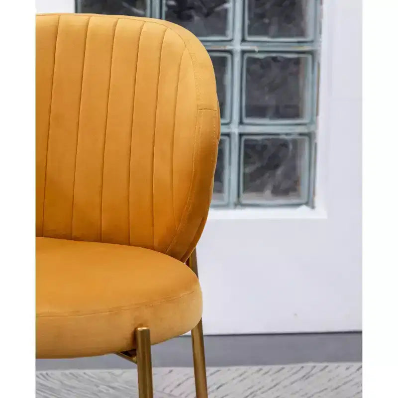 Chaise de salle à manger Roundhill Furniture Amoa contemporaine en velours rembourré, jaune, ensemble de 2