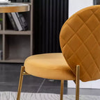 Chaise de salle à manger Roundhill Furniture Amoa contemporaine en velours rembourré, jaune, ensemble de 2