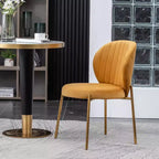 Chaise de salle à manger Roundhill Furniture Amoa contemporaine en velours rembourré, jaune, ensemble de 2