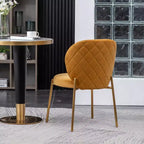Chaise de salle à manger Roundhill Furniture Amoa contemporaine en velours rembourré, jaune, ensemble de 2