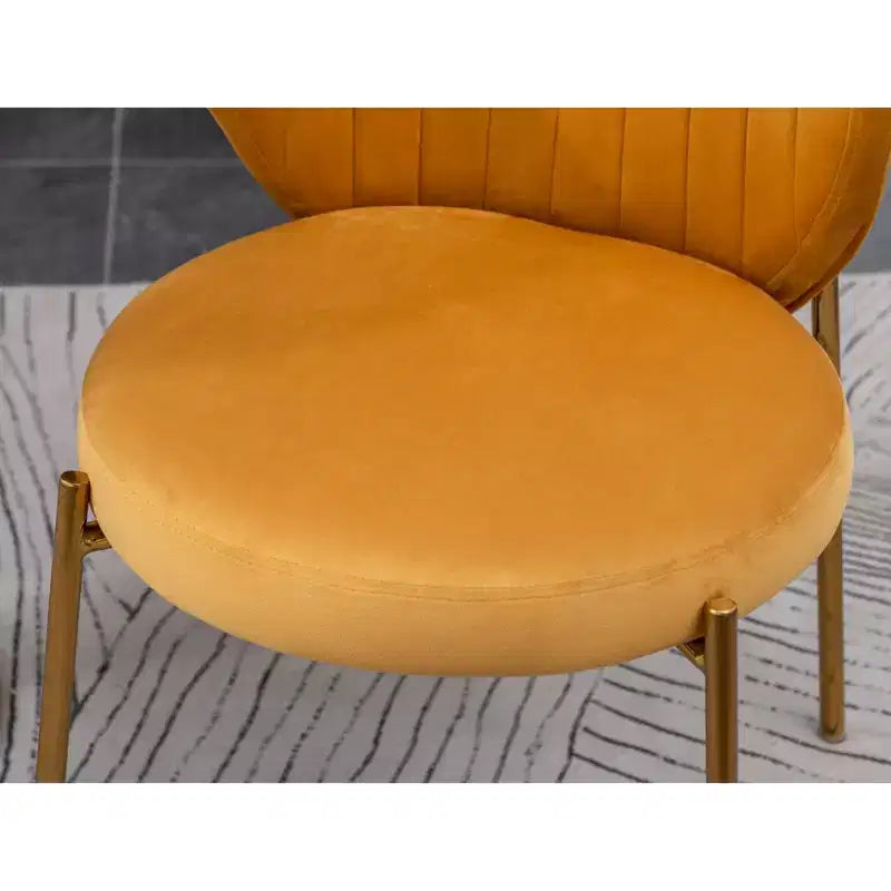 Chaise de salle à manger Roundhill Furniture Amoa contemporaine en velours rembourré, jaune, ensemble de 2
